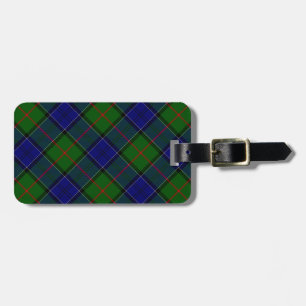 Colquhoun tartan blue green plaid luggage tag