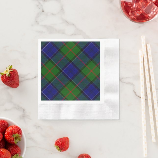 Colquhoun tartan blue green plaid napkin (Insitu)