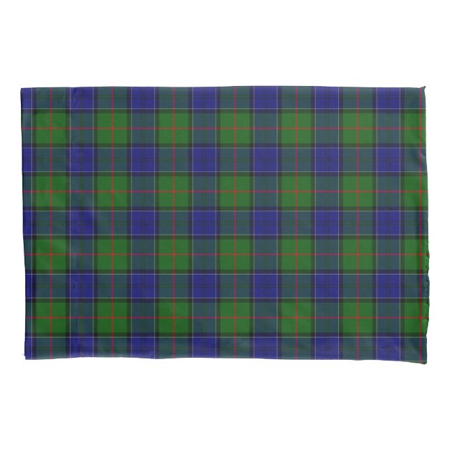 Colquhoun tartan blue green plaid pillowcase (Front-Left)