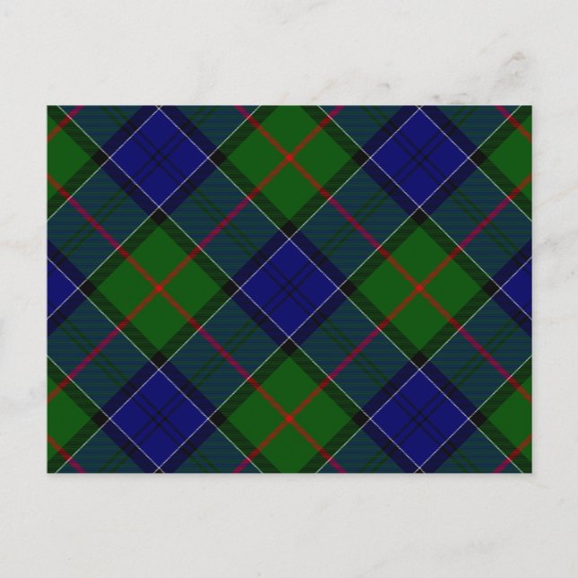 Colquhoun tartan blue green plaid postcard (Front)