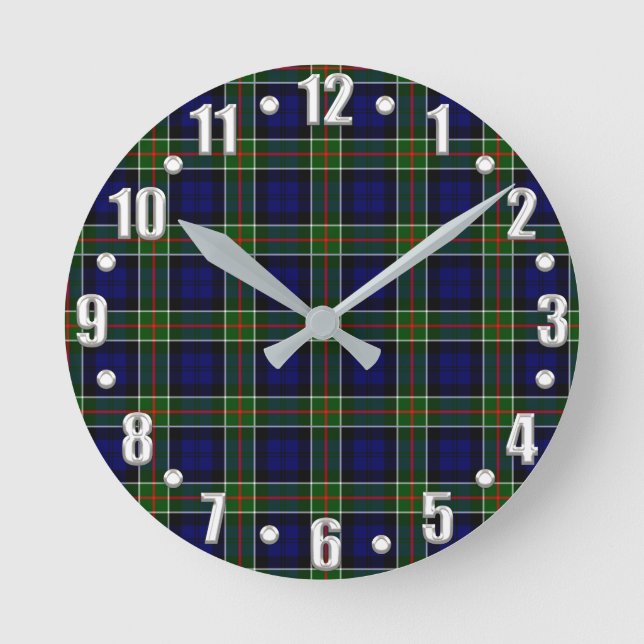Colquhoun Tartan  Round Clock (Front)