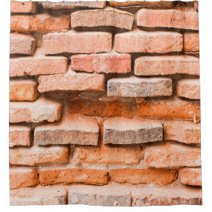 Colse up old brick wall background and texture. ag shower curtain
