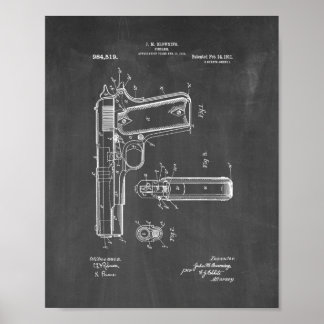 Colt 1911 Gun Patent - Chalkboard Poster