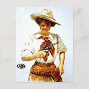 "Colt Cowgirl" Western Postcard