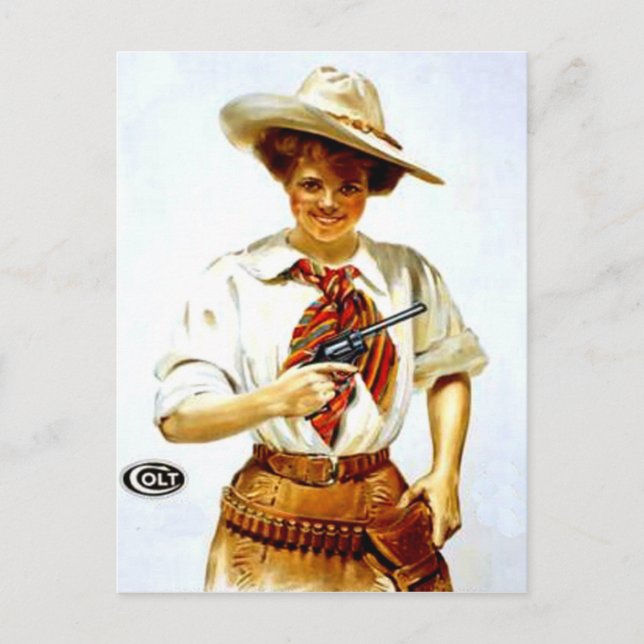 "Colt Cowgirl" Western Postcard (Front)