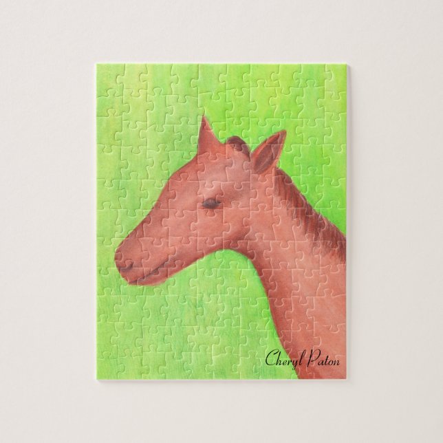 Colt Pony Horse in Watercolor Painting,  Puzzle (Vertical)