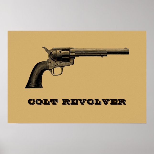 Colt Revolver Gun Illustration Template Poster (Front)