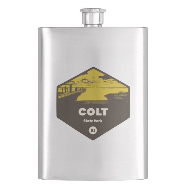 Colt State Park Rhode Island Hip Flask (Front)