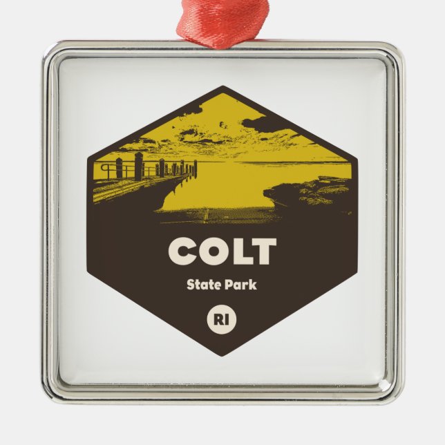 Colt State Park Rhode Island Metal Tree Decoration (Front)