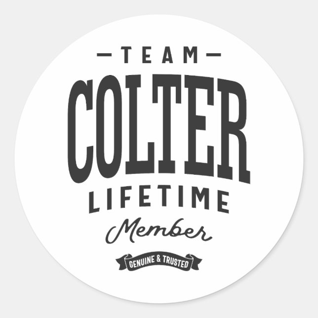 Colter Lifetime Member Personalised Name Colter Classic Round Sticker (Front)