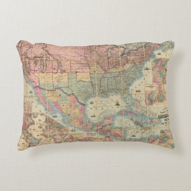 Colton's Railroad And Military Map Decorative Cushion (Front)