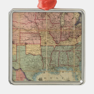 Colton's Railroad And Military Map Metal Tree Decoration