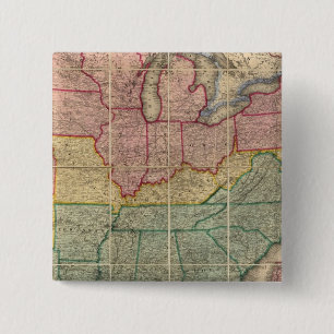 Colton's Railroadand County Map, United States 15 Cm Square Badge