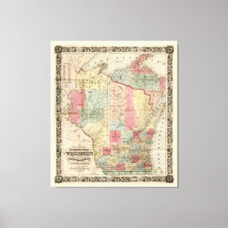 Colton's Township Map of Wisconsin (1851) Canvas Print