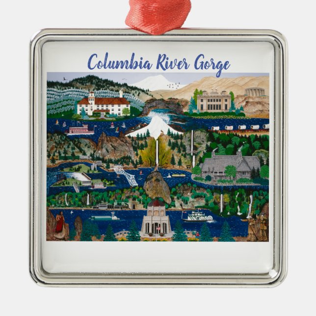 Columbia River Gorge Metal Tree Decoration (Front)