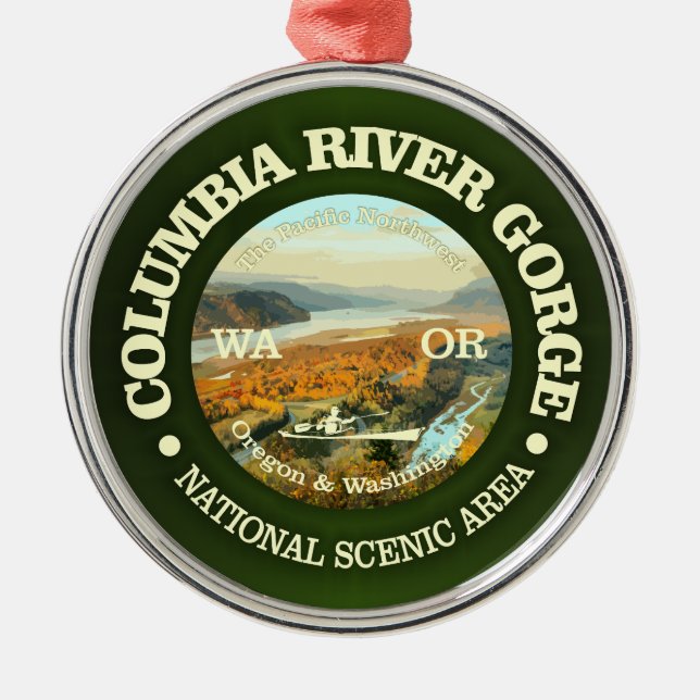 Columbia River Gorge NSA Metal Tree Decoration (Front)