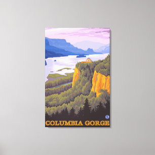 Columbia River Gorge Scene with Crown Point Canvas Print