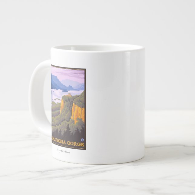 Columbia River Gorge Scene with Crown Point Large Coffee Mug (Front Left)