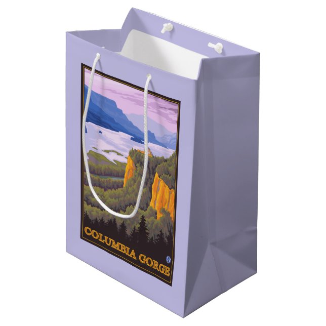 Columbia River Gorge Scene with Crown Point Medium Gift Bag (Front Angled)