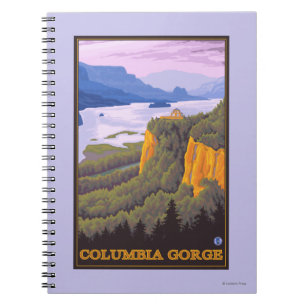 Columbia River Gorge Scene with Crown Point Spiral Notebook