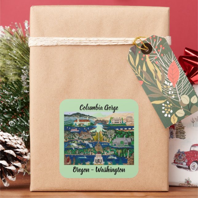 Columbia River Gorge Square Sticker (Holiday)