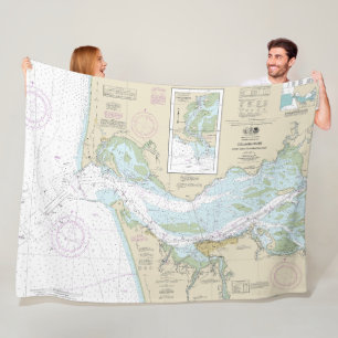 Columbia River Nautical Chart 18521 Fleece Blanket