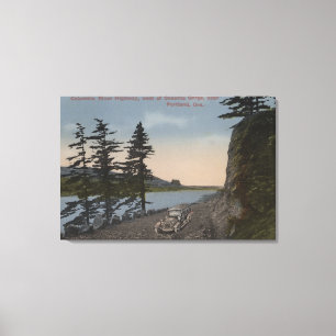 Columbia River, Oregon - Highway West of Oneonta Canvas Print