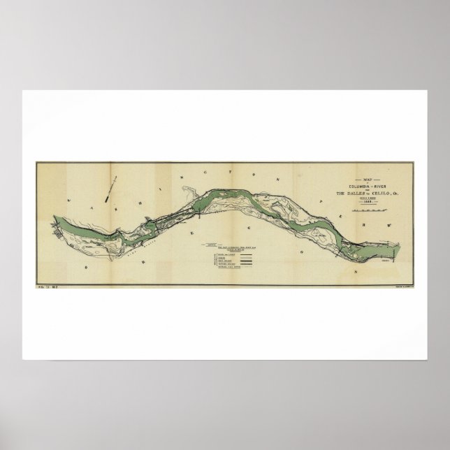 Columbia River Washington Antique Map Poster (Front)