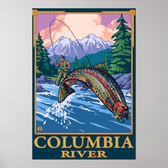 Columbia River, WashingtonFly Fishing Scene Poster (Front)