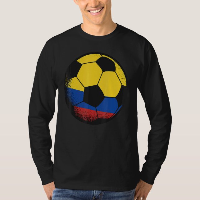 Columbia Soccer Ball Colombian Flag Sports Enthusi T-Shirt (Front)