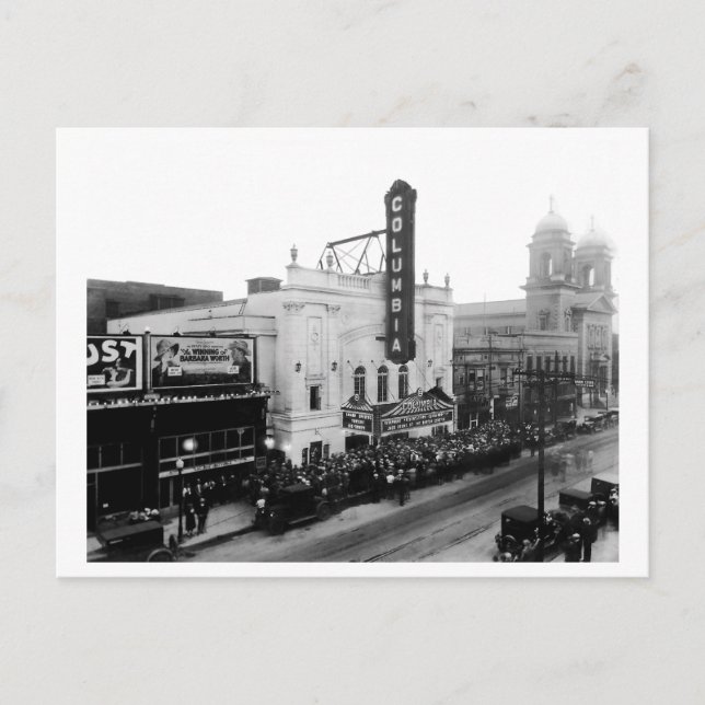 Columbia Theatre, Opening Night Holiday Postcard (Front)