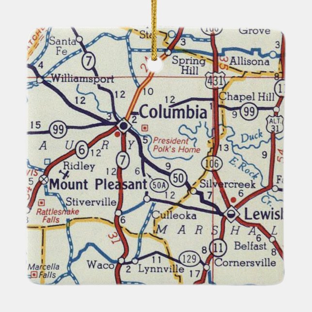 Columbia TN Ceramic Ornament (Back)