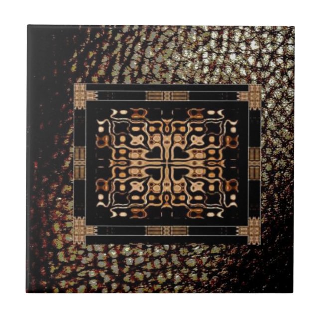 Columbian Cross Pattern Tile/Expresso Faux Leather Tile (Front)