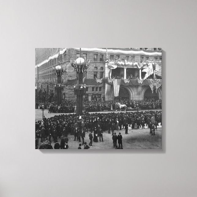 Columbian Parade Forming on Lake Front Chicago Canvas Print (Front)