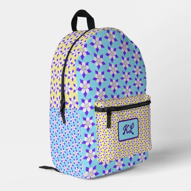 Columbine Backpack Blue and Yellows (Back Corner Left)