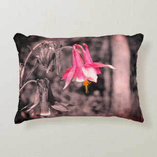 Columbine Flower Black And White Partial Colour   Decorative Cushion