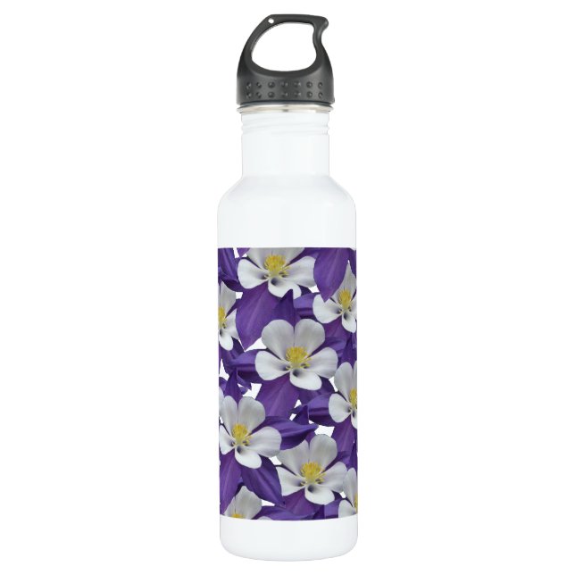 Columbine Flower Pattern 710 Ml Water Bottle (Front)