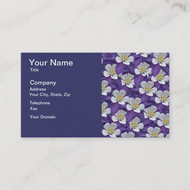 Columbine Flower Pattern Business Card (Front)