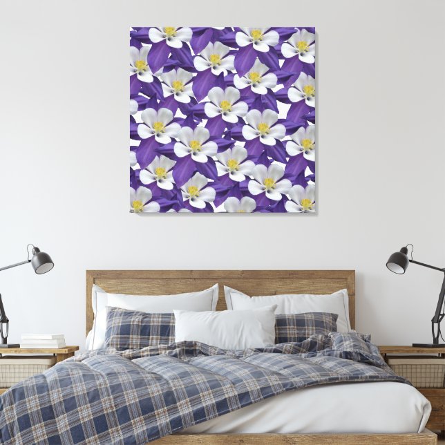 Columbine Flower Pattern Canvas Print (Insitu(Bedroom))