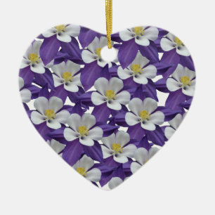 Columbine Flower Pattern Ceramic Tree Decoration