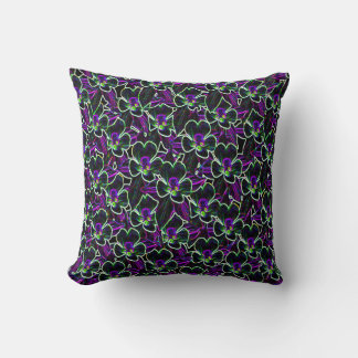 Columbine Flower Pattern in Neon Pillow