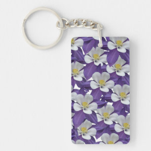 Columbine Flower Pattern Key Ring