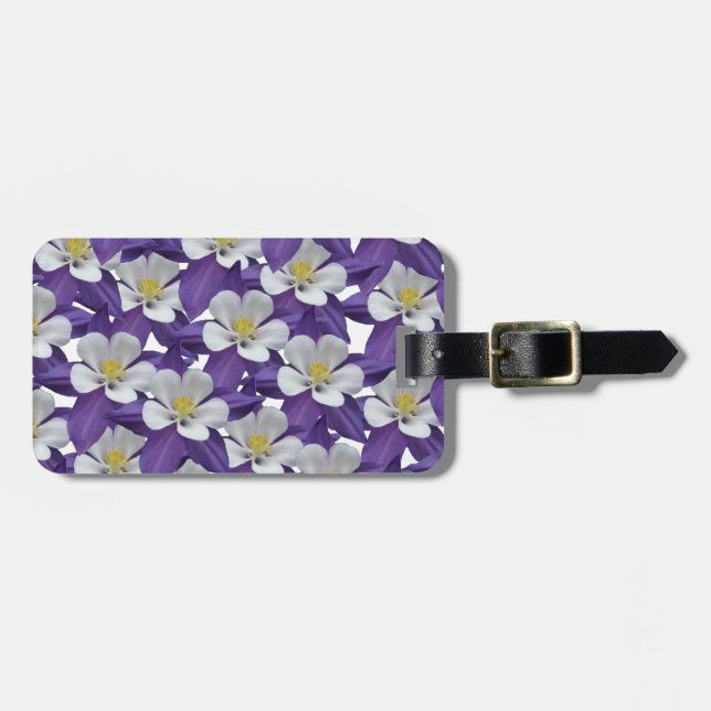 Columbine Flower Pattern Luggage Tag (Front Horizontal)