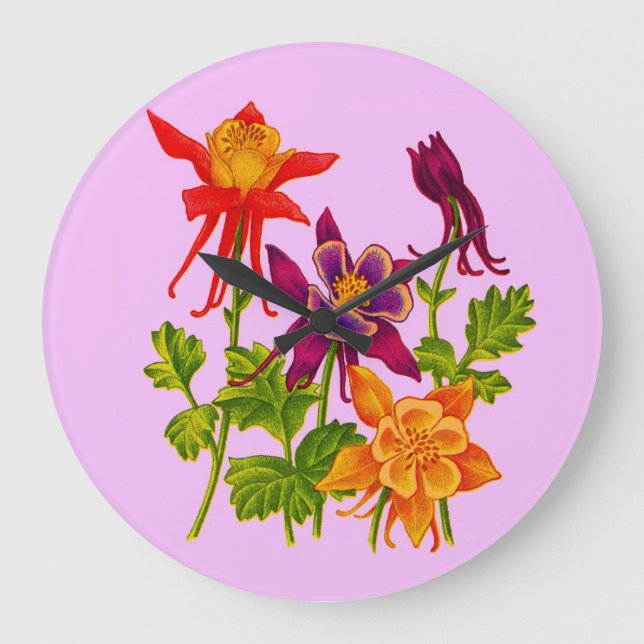 columbine flowers large clock (Front)