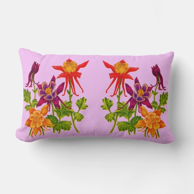 columbine flowers lumbar cushion (Front)