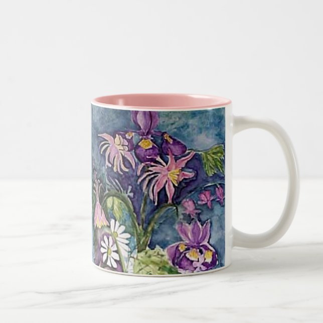 Columbine Iris and Daisy Two-Tone Coffee Mug (Right)