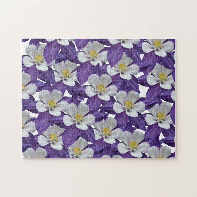 Columbine Purple and White Flower Pattern Puzzle (Horizontal)