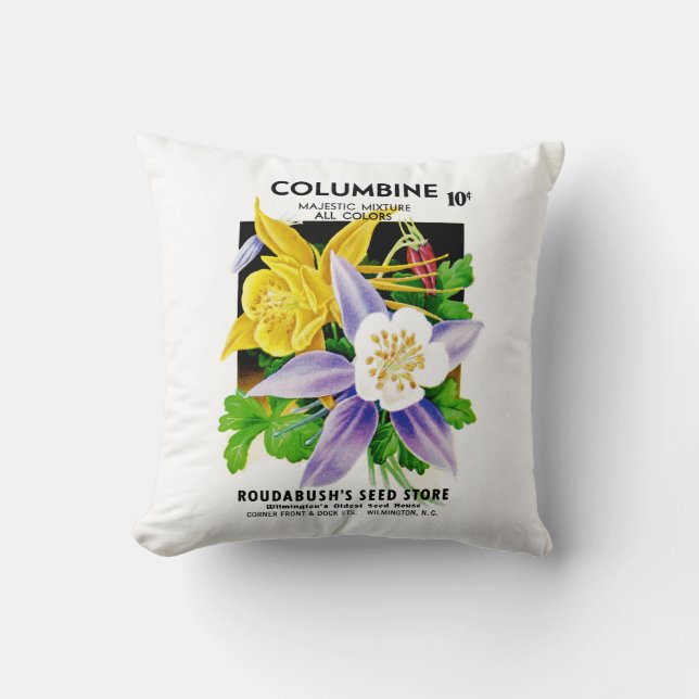 Columbine Seed Packet Label Cushion (Front)