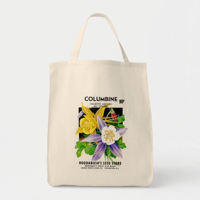 Columbine Seed Packet Label Tote Bag (Front)