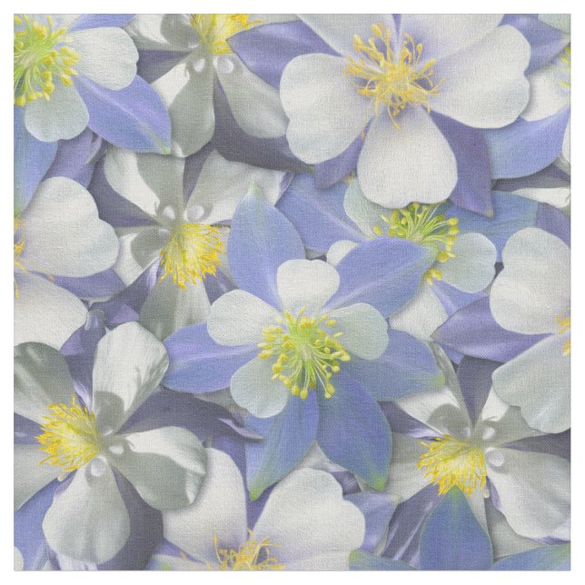 Columbines Seamless Pattern Fabric (Close Up)